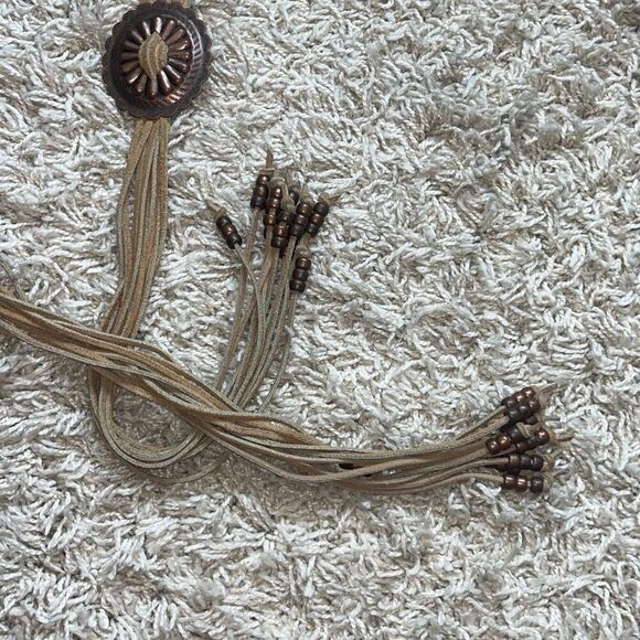 Gorgeous Western Copper Brass Handmade Leather Belt  With Tassels Southwestern main image 7
